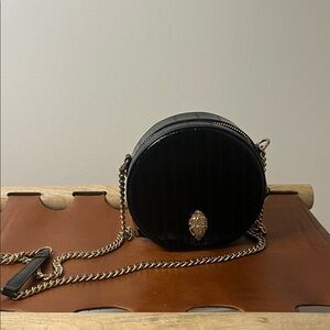 Kurt Geiger Elegant Black Textured Clutch with Gold Accent